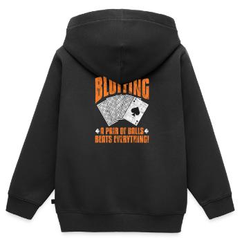 Poker - Kinder Premium Organic Zip Hoodie - Schwarz - Hinten - AI Model Kid Male (0cm)