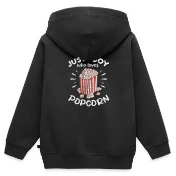 Popcorn Garçon - Sweat Premium à capuche zippé enfant bio - noir - Dos - AI Model Kid Male (0cm)