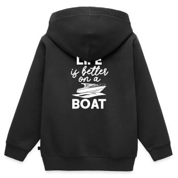 Kapitän - Kinder Premium Organic Zip Hoodie - Schwarz - Hinten - AI Model Kid Male (0cm)