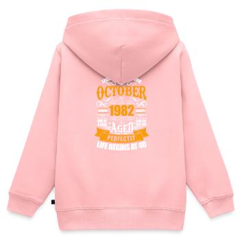 Octobre 1982 - Sweat Premium à capuche zippé enfant bio - rose - Dos - AI Model Kid Female (0cm)