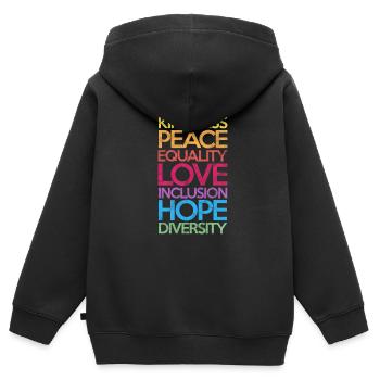 Droits de l’homme Anti-Racisme Tolérance Cadeau - Sweat Premium à capuche zippé enfant bio - noir - Dos - AI Model Kid Male (0cm)