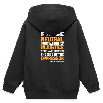 Droits de l’homme - Sweat Premium à capuche zippé enfant bio - noir - Dos - AI Model Kid Male (0cm)