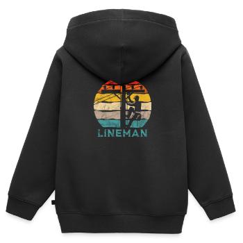 Monteur - Sweat Premium à capuche zippé enfant bio - noir - Dos - AI Model Kid Male (0cm)