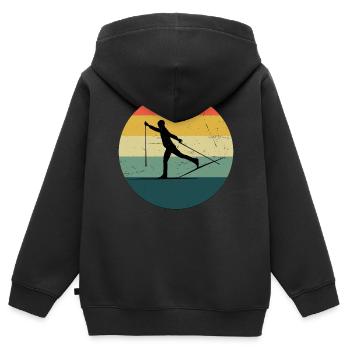 Ski de fond Classique Ski de fond - Sweat Premium à capuche zippé enfant bio - noir - Dos - AI Model Kid Male (0cm)