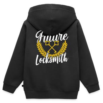 Zukünftiger Schlosser Schloss Schlüsseldienst - Kinder Premium Organic Zip Hoodie - Schwarz - Hinten - AI Model Kid Male (0cm)