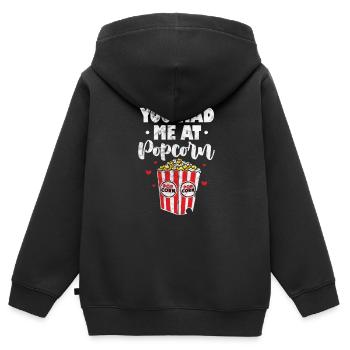 Pop-corn - Sweat Premium à capuche zippé enfant bio - noir - Dos - AI Model Kid Male (0cm)