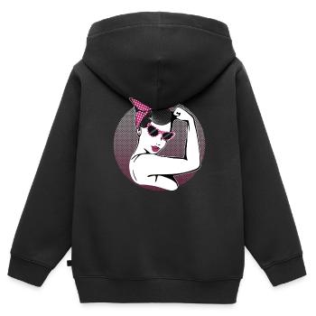 Retro Rockabilly Girl - Kinder Premium Organic Zip Hoodie - Schwarz - Hinten - AI Model Kid Male (0cm)