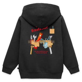 Bauleiter Werkzeuggürtel Kinder Handwerker - Kinder Premium Organic Zip Hoodie - Schwarz - Hinten - AI Model Kid Male (0cm)