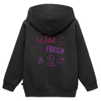 Wild frech und 2 -Schmetterling und Sterne Mädchen - Kinder Premium Organic Zip Hoodie - Schwarz - Hinten - AI Model Kid Male (0cm)