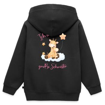 Ich werde große Schwester mit süßen Giraffen - Kinder Premium Organic Zip Hoodie - Schwarz - Hinten - AI Model Kid Male (0cm)