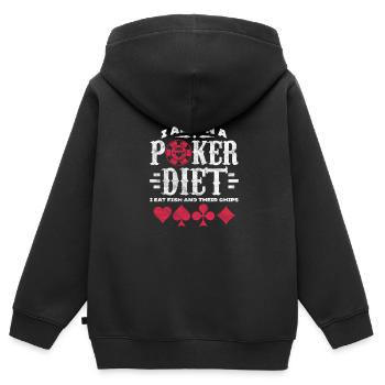 Poker - Kinder Premium Organic Zip Hoodie - Schwarz - Hinten - AI Model Kid Male (0cm)