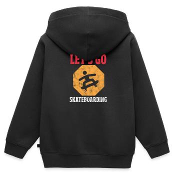 Skateboard Skater Skate Skaten Geschenk - Kinder Premium Organic Zip Hoodie - Schwarz - Hinten - AI Model Kid Male (0cm)