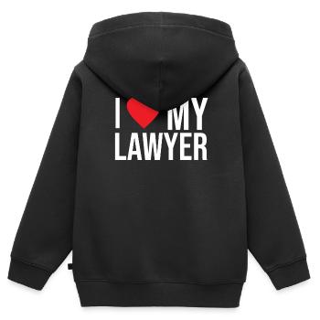 J’aime Mon avocat Avocat Avocat - Sweat Premium à capuche zippé enfant bio - noir - Dos - AI Model Kid Male (0cm)