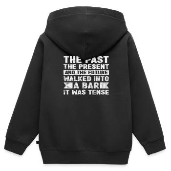 Professeur de grammaire - Sweat Premium à capuche zippé enfant bio - noir - Dos - AI Model Kid Male (0cm)