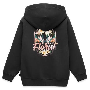 Fleuriste Fleuriste Plante Fleuriste Profession - Sweat Premium à capuche zippé enfant bio - noir - Dos - AI Model Kid Male (0cm)