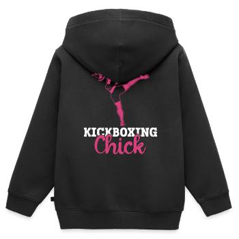 Kickboxing Chick - Kickboxen Kickboxer Kickboxing - Sweat Premium à capuche zippé enfant bio - noir - Dos - AI Model Kid Male (0cm)
