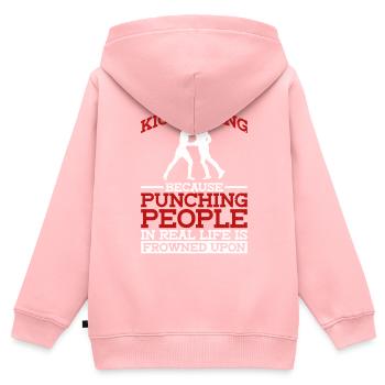 Kickboxen Kickboxer Kickboxing - Sweat Premium à capuche zippé enfant bio - rose - Dos - AI Model Kid Female (0cm)