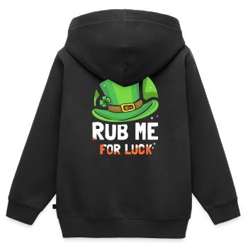 Rub Me For Happiness Irish Gaelic Ireland Irish - Kids Premium Organic Zip-up Hoodie - black - Back - AI Model Kid Male (0cm)