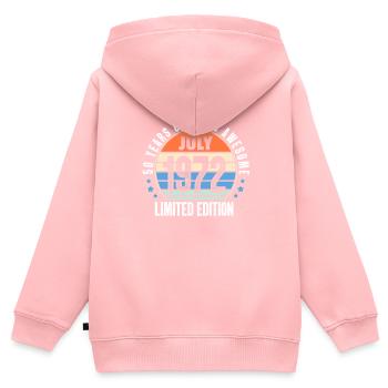 Juli 1972 - Kinder Premium Organic Zip Hoodie - Rosa - Hinten - AI Model Kid Female (0cm)
