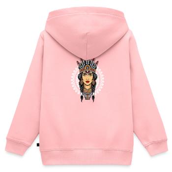 Indien - Sweat Premium à capuche zippé enfant bio - rose - Dos - AI Model Kid Female (0cm)