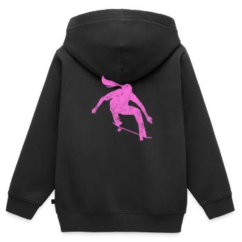 Skateboard Skater Fille Skate Skate Cadeau - Sweat Premium à capuche zippé enfant bio - noir - Dos - AI Model Kid Male (0cm)