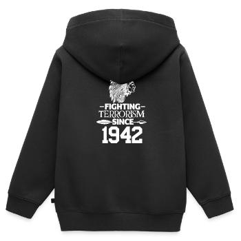 Indianer - Kinder Premium Organic Zip Hoodie - Schwarz - Hinten - AI Model Kid Male (0cm)