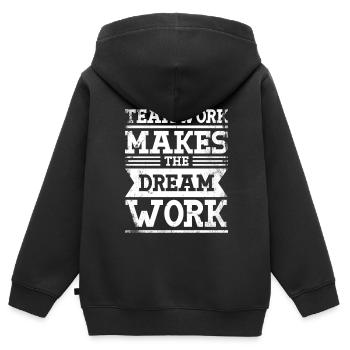 Teamwork Macht Das Traumarbeitsdesign Für Einen - Kinder Premium Organic Zip Hoodie - Schwarz - Hinten - AI Model Kid Male (0cm)