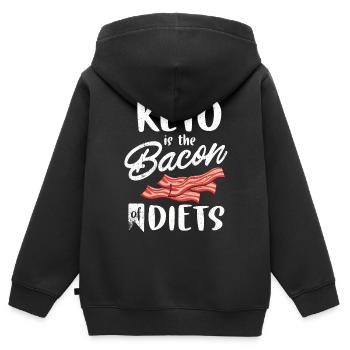 Keto Tshirt - Sweat Premium à capuche zippé enfant bio - noir - Dos - AI Model Kid Male (0cm)