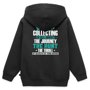 Collectionner des timbres, c’est tout au sujet du voyage - Sweat Premium à capuche zippé enfant bio - noir - Dos - AI Model Kid Male (0cm)