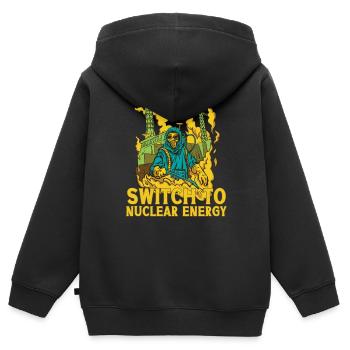Transition énergétique vers le nucléaire Énergie nucléaire Énergie nucléaire Énergie nucléaire - Sweat Premium à capuche zippé enfant bio - noir - Dos - AI Model Kid Male (0cm)