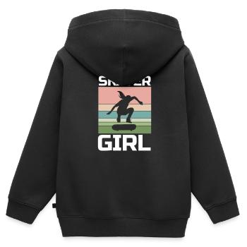 Skate Skater Fille - Sweat Premium à capuche zippé enfant bio - noir - Dos - AI Model Kid Male (0cm)