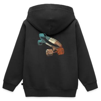 Skateboard Longboard Skater Skate Skate Cadeau - Sweat Premium à capuche zippé enfant bio - noir - Dos - AI Model Kid Male (0cm)