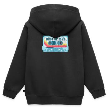 1972 - Kinder Premium Organic Zip Hoodie - Schwarz - Hinten - AI Model Kid Male (0cm)