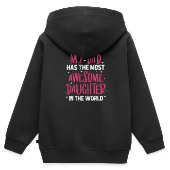 Père Fille - Sweat Premium à capuche zippé enfant bio - noir - Dos - AI Model Kid Male (0cm)