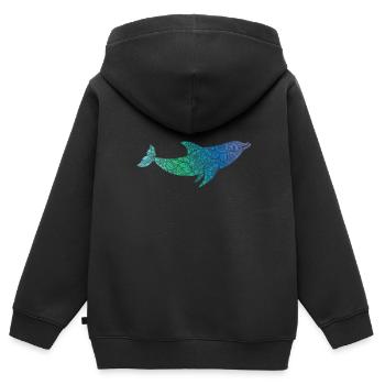 Deflin with pattern mammal in water - Kids Premium Organic Zip-up Hoodie - black - Back - AI Model Kid Male (0cm)
