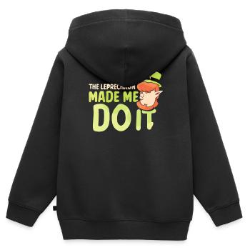 Der Leprechaun Hat Mich Dazu Gezwungen Kobold Ire - Kinder Premium Organic Zip Hoodie - Schwarz - Hinten - AI Model Kid Male (0cm)