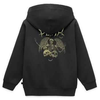 Costume d’occultisme de squelette gothique | Pour le gothique - Sweat Premium à capuche zippé enfant bio - noir - Dos - AI Model Kid Male (0cm)
