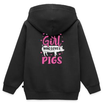 Pig Pig PigLet Sow Pigs Gift - Kids Premium Organic Zip-up Hoodie - black - Back - AI Model Kid Male (0cm)