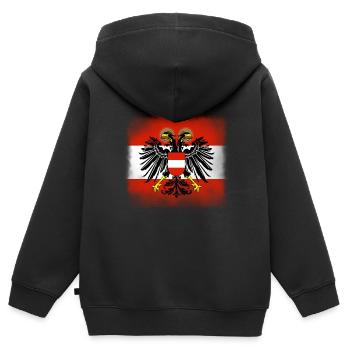 Autriche - Sweat Premium à capuche zippé enfant bio - noir - Dos - AI Model Kid Male (0cm)