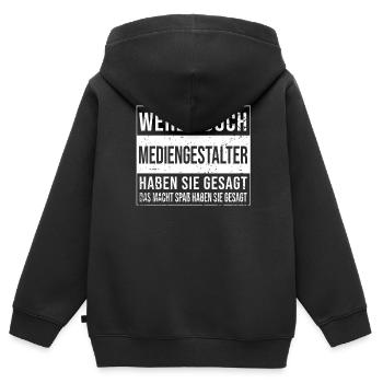 Designer Geburtstag lustiges Mediengestalter - Kinder Premium Organic Zip Hoodie - Schwarz - Hinten - AI Model Kid Male (0cm)