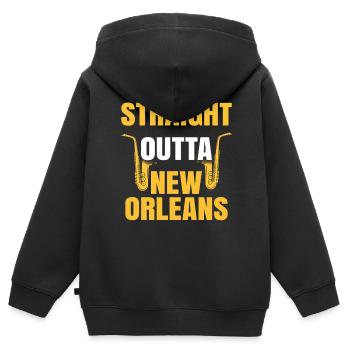 Jazz - Sweat Premium à capuche zippé enfant bio - noir - Dos - AI Model Kid Male (0cm)