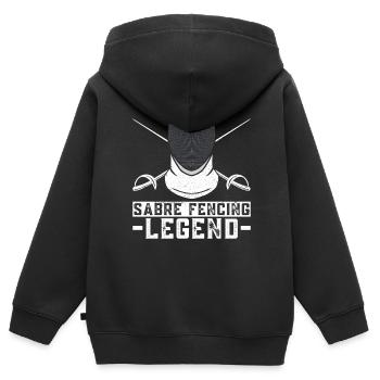 Légende de l’escrime sabre - Escrimeur d’escrime sabre - Sweat Premium à capuche zippé enfant bio - noir - Dos - AI Model Kid Male (0cm)