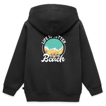 Plage - Sweat Premium à capuche zippé enfant bio - noir - Dos - AI Model Kid Male (0cm)