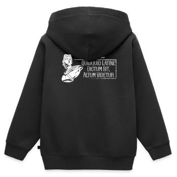 Latin - Quidquid Latine Dictum Sit Altum Videtur - Sweat Premium à capuche zippé enfant bio - noir - Dos - AI Model Kid Male (0cm)