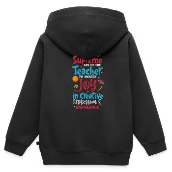 Lehrer Lehrerin - Kinder Premium Organic Zip Hoodie - Schwarz - Hinten - AI Model Kid Male (0cm)