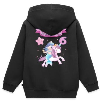 6th Birthday - Mermaid with Unicorn Girl - Kinder Premium Organic Zip Hoodie - Schwarz - Hinten - AI Model Kid Male (0cm)