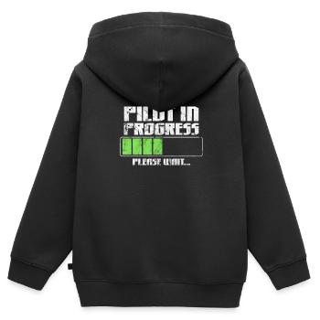 Pilot - Kinder Premium Organic Zip Hoodie - Schwarz - Hinten - AI Model Kid Male (0cm)