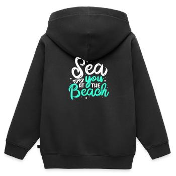 Plage - Sweat Premium à capuche zippé enfant bio - noir - Dos - AI Model Kid Male (0cm)