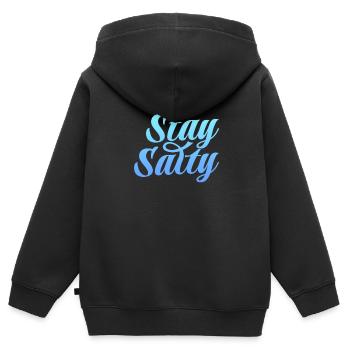 Plage - Sweat Premium à capuche zippé enfant bio - noir - Dos - AI Model Kid Male (0cm)