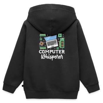 Ordinateur - Sweat Premium à capuche zippé enfant bio - noir - Dos - AI Model Kid Male (0cm)